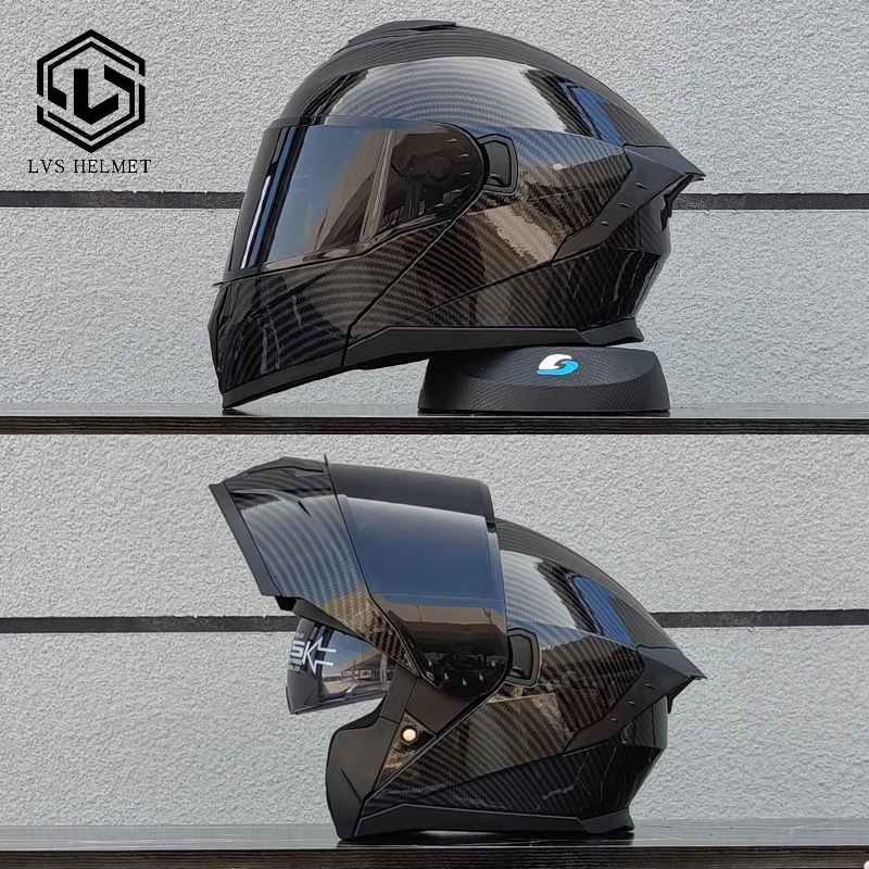 Casco de Motocicleta Modular Abatible de Última Generación, Apto para Hombres y Mujeres, para Viajes por Carretera, con Doble Visor, Casco Integral, DOT LVS-909