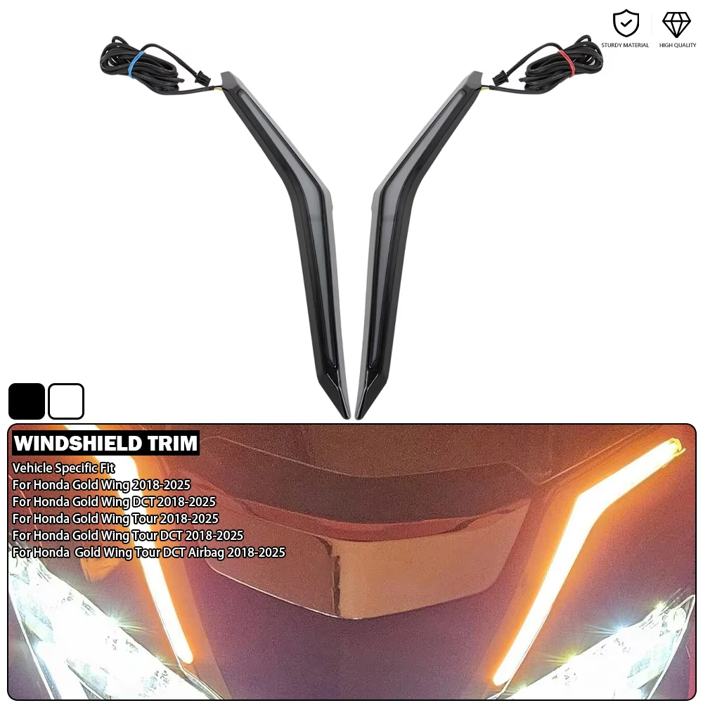 Motorcycle Strike Windshield Trim Lamp With LED Turn Signal Lights Fits For Honda Gold Wing GL1800 Tour GL 1800 DCT 2018-2025