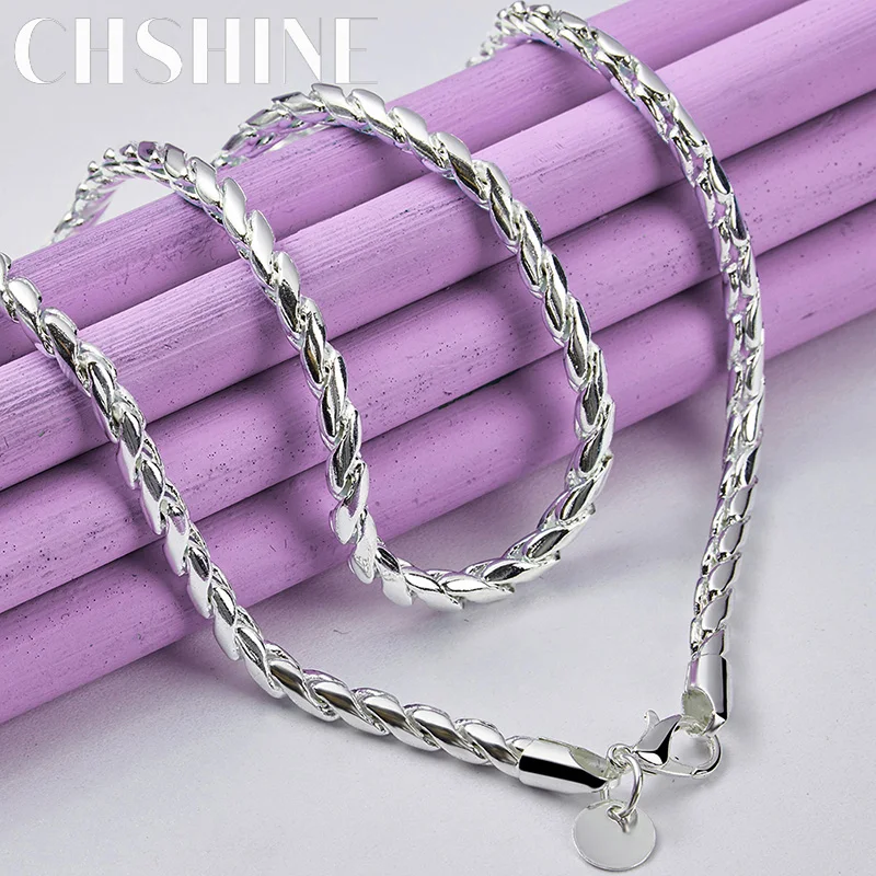 CHSHINE 925 Sterling Silver 4mm Rope Chain Necklace For Women's Lady Wedding Engagement Fashion Charm Jewelry