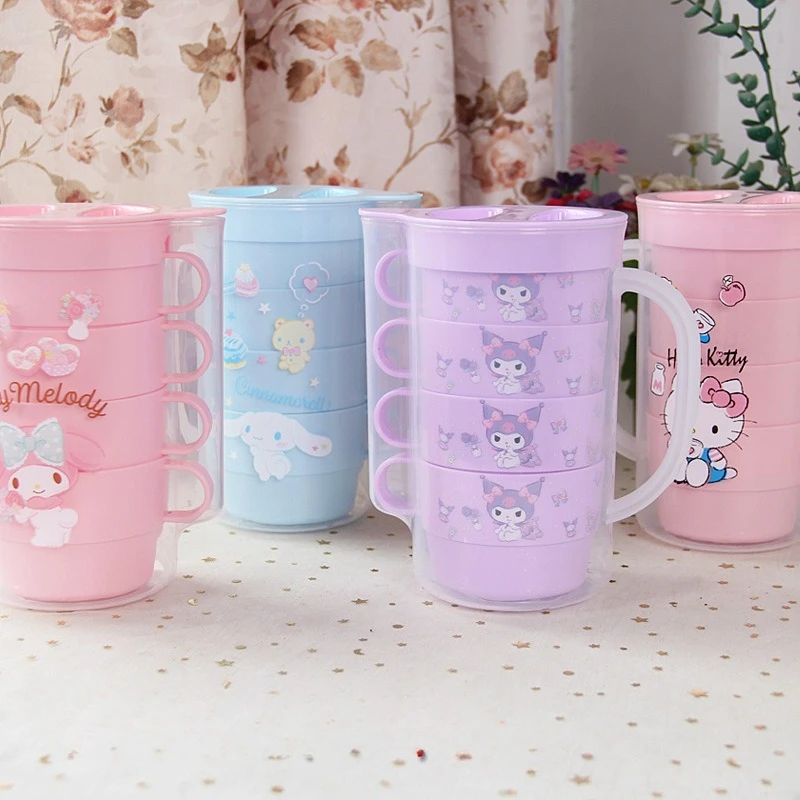 سانريو زجاجة ماء بارد 5 قطع مجموعة غلاية غرفة المعيشة المنزلي كورومي هالو كيتي كوب ماء إبريق ماء إبريق الشاي