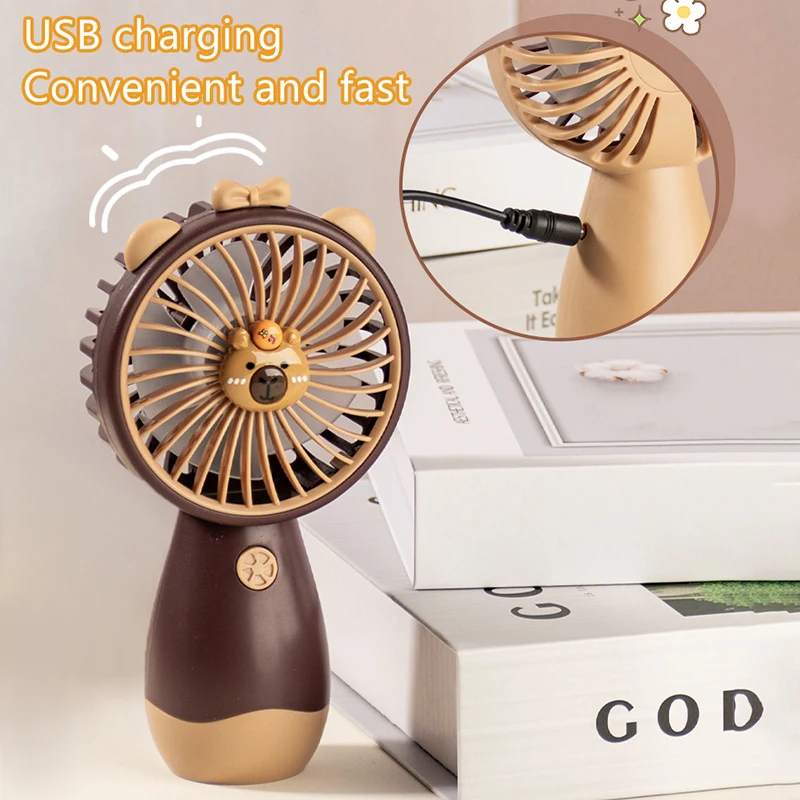 만화 휴대용 미니 USB 충전식 조용한 책상 팬 - 자동차 인테리어, 기숙사 및 사무실을 위한 휴대용 여름 냉각 솔루션