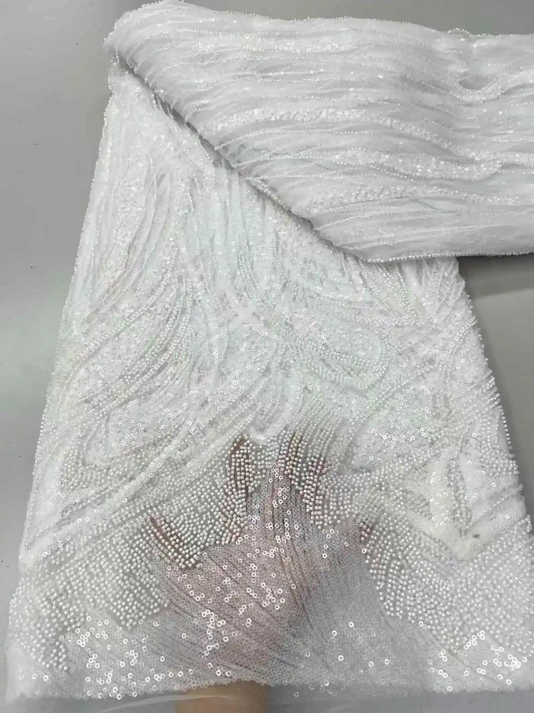 عالية الجودة الأفريقي أقمشة الدانتيل الترتر شبكة الدانتيل فرنسا الفاخرة الخرز المطرزة تول أقمشة الدانتيل للخياطة-ZX