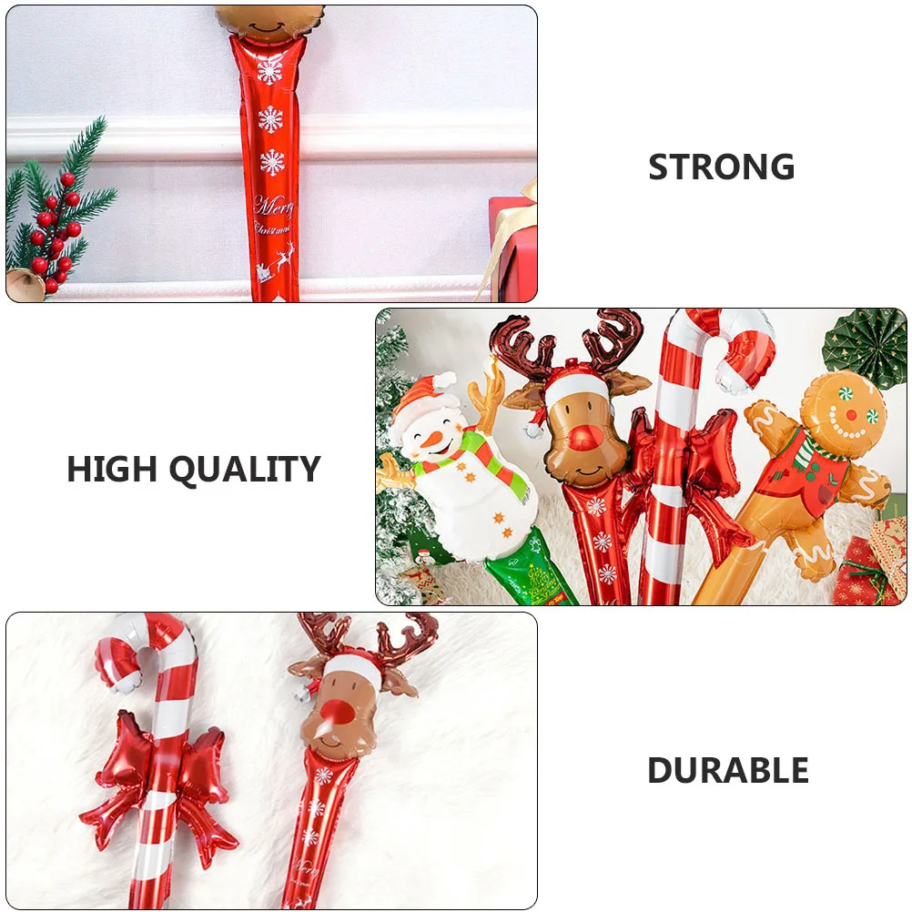 

10Pcs Christmas Elk Head Inflatable Stick Balloons High Quality Aluminum Film Xmas Festival Decor Photo Props Christmas Balloons