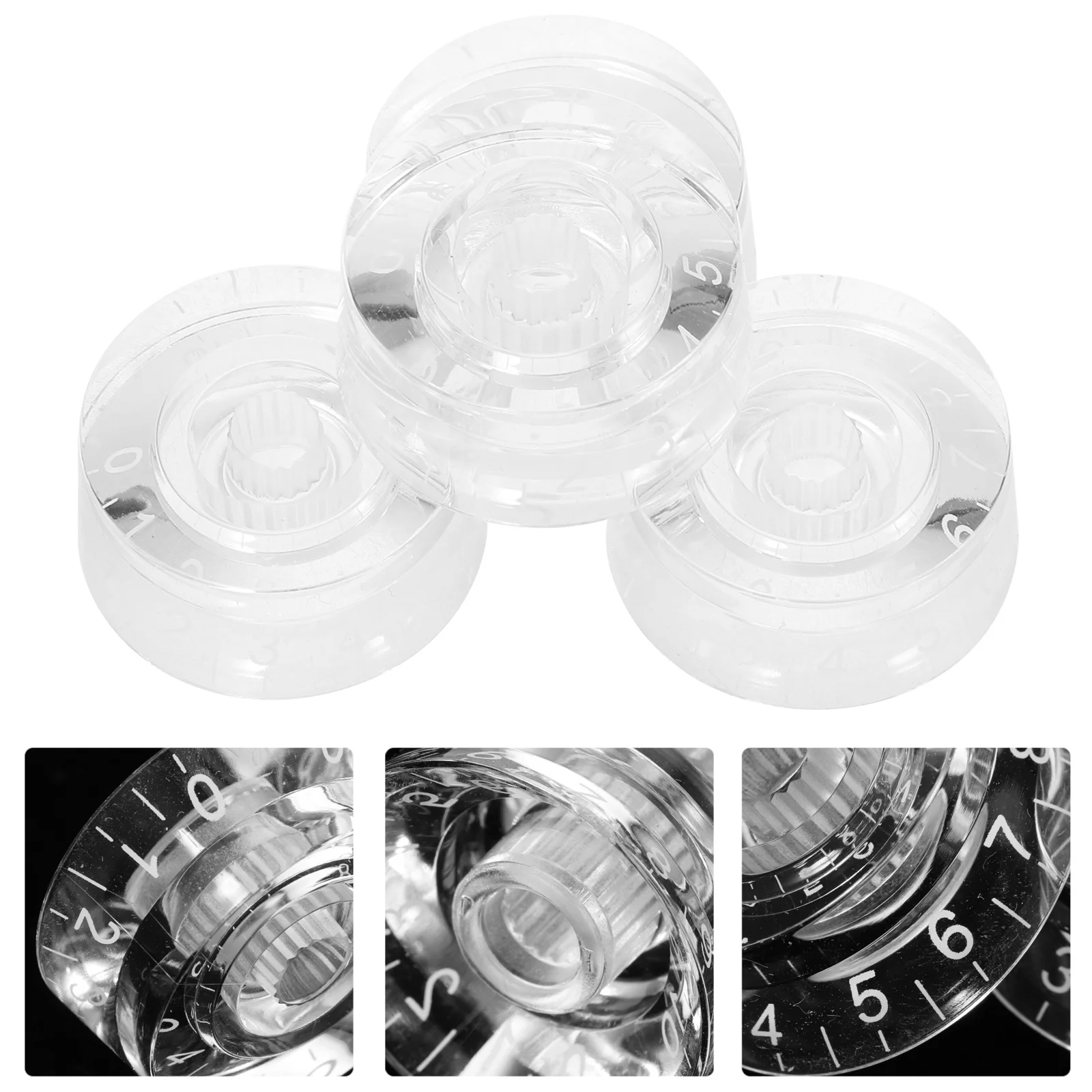 

4Pcs Transparent Acrylic Guitar Volume Control Knobs Durable Potentiometer Caps Replacement Electric Bass Accessory