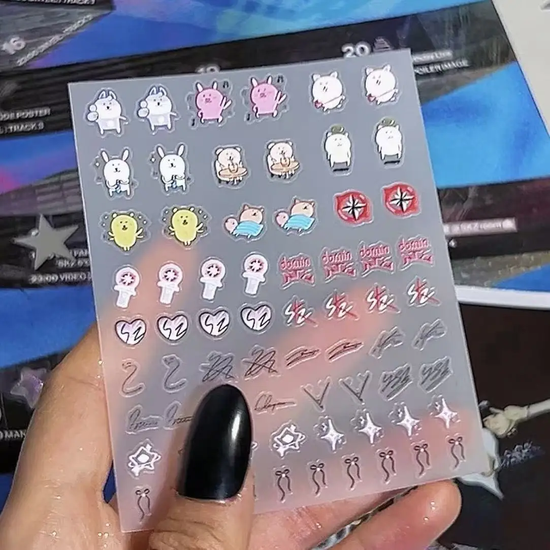 Hot Koop Kpop Verdwaalde Kinderen Leuke Cartoon Nagelstickers zelfklevende Waterdichte DIY Nail Art Decor Hoogwaardige Ins stijl Merch