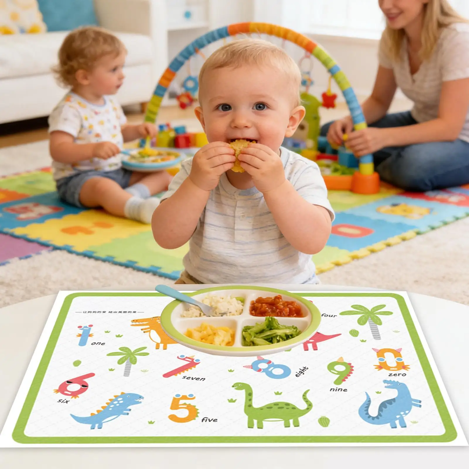 Table Mats For Kids 20 Pieces Sticky Pad 11.8x16.5 Inch Non-Slip Dinosaur Pattern Table Mats For Restaurant Travel Eating Picnic