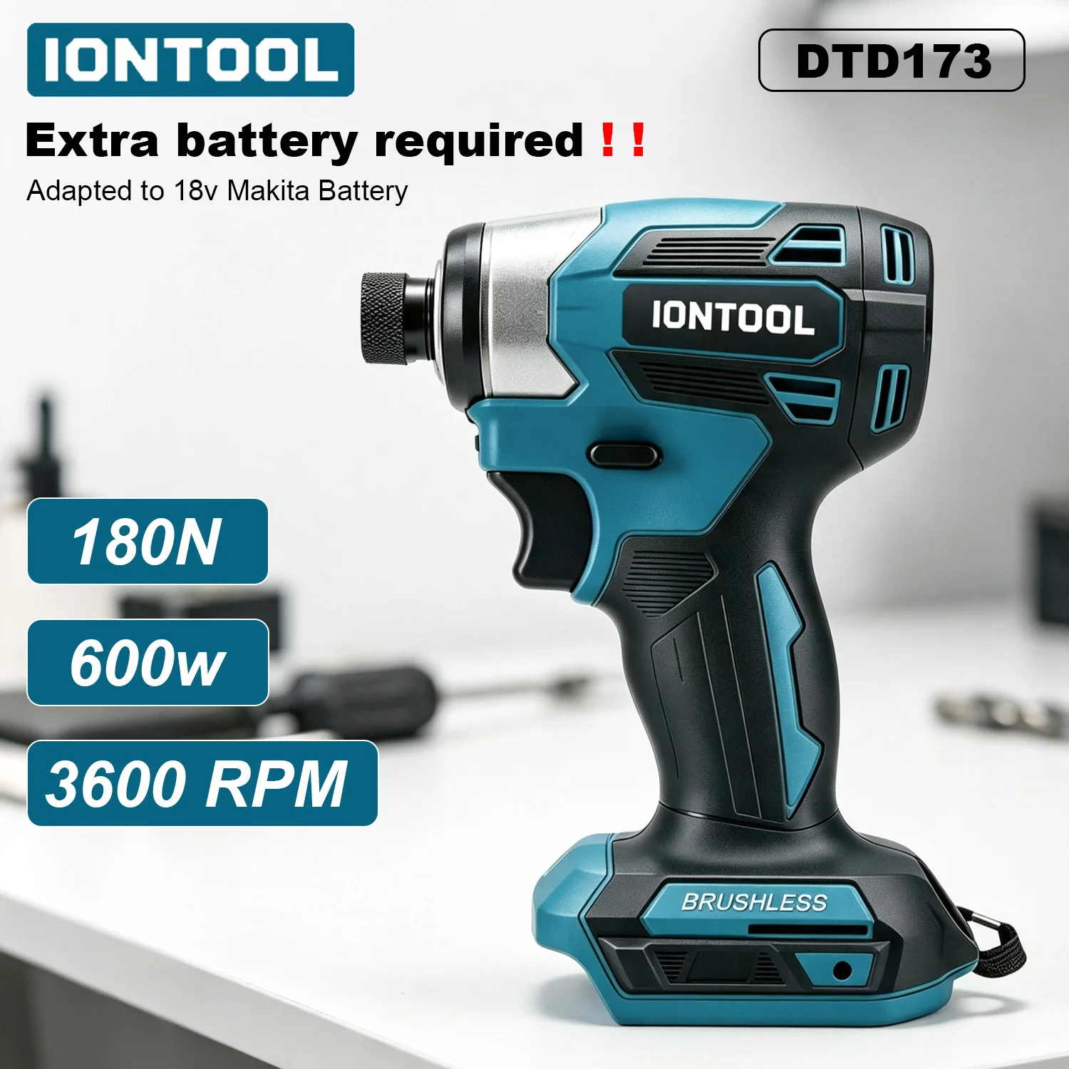 IONTOOL Brushless Cordless Impact Driver 1/4 Inch 3800RPM Multi-speed For 18V Battery Home DIY Garage Fastening Tool