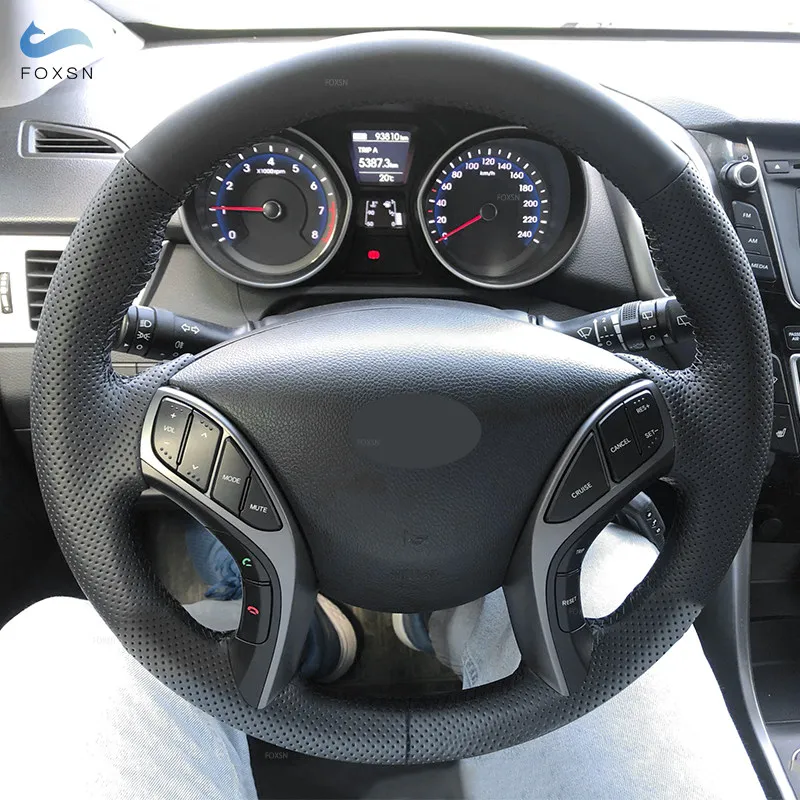 Warkocz na kierownicy dla Hyundai Elantra 2011-2016 Avante i30 2012-2015 2016 kierownica samochodowa ręcznie szyta skórzana osłona