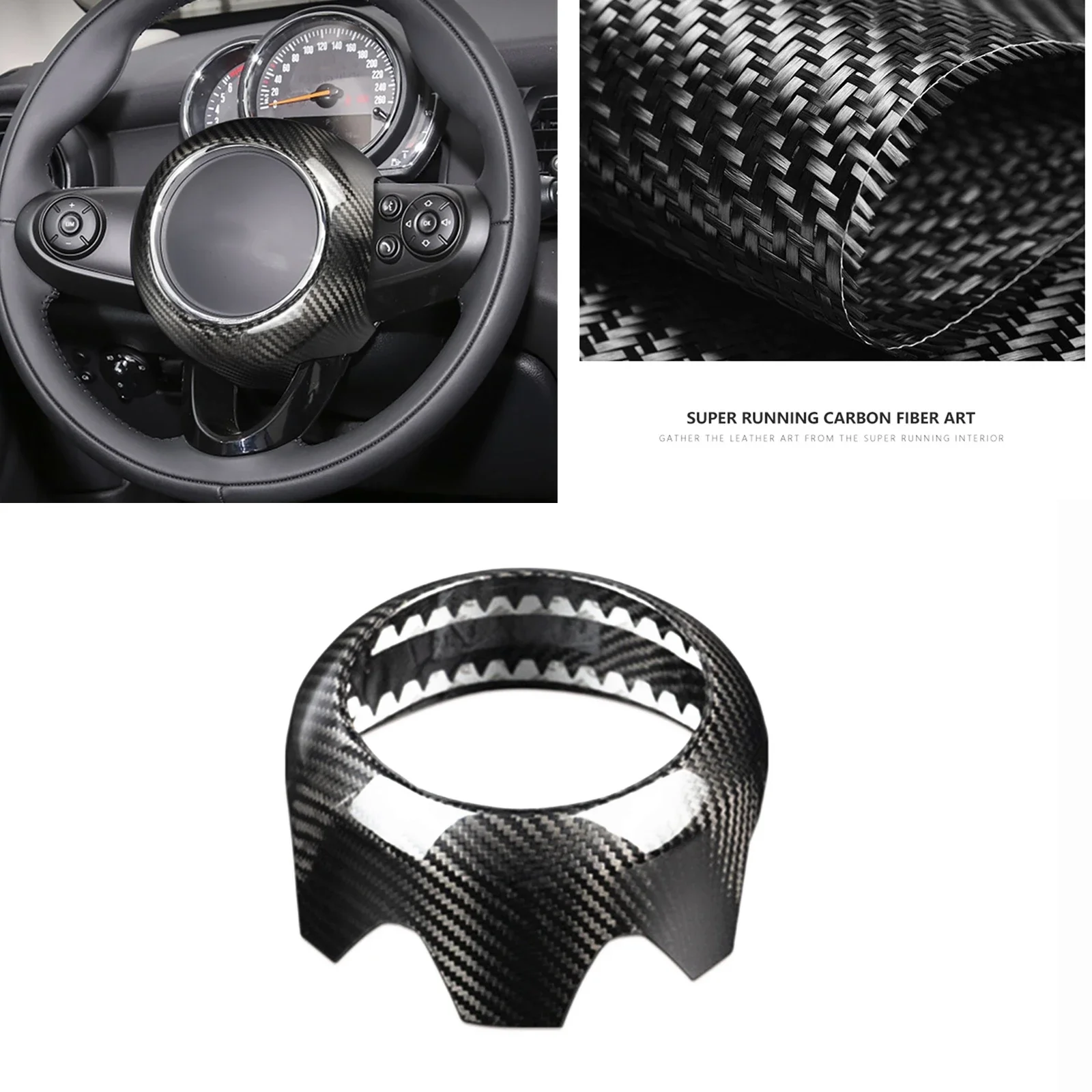 

New！For Mini Cooper F Series F54 F55 F56 F57 F60 2013-2019 Real Carbon Fiber Steering Wheel Center Panel Frame Cover Trim Shell