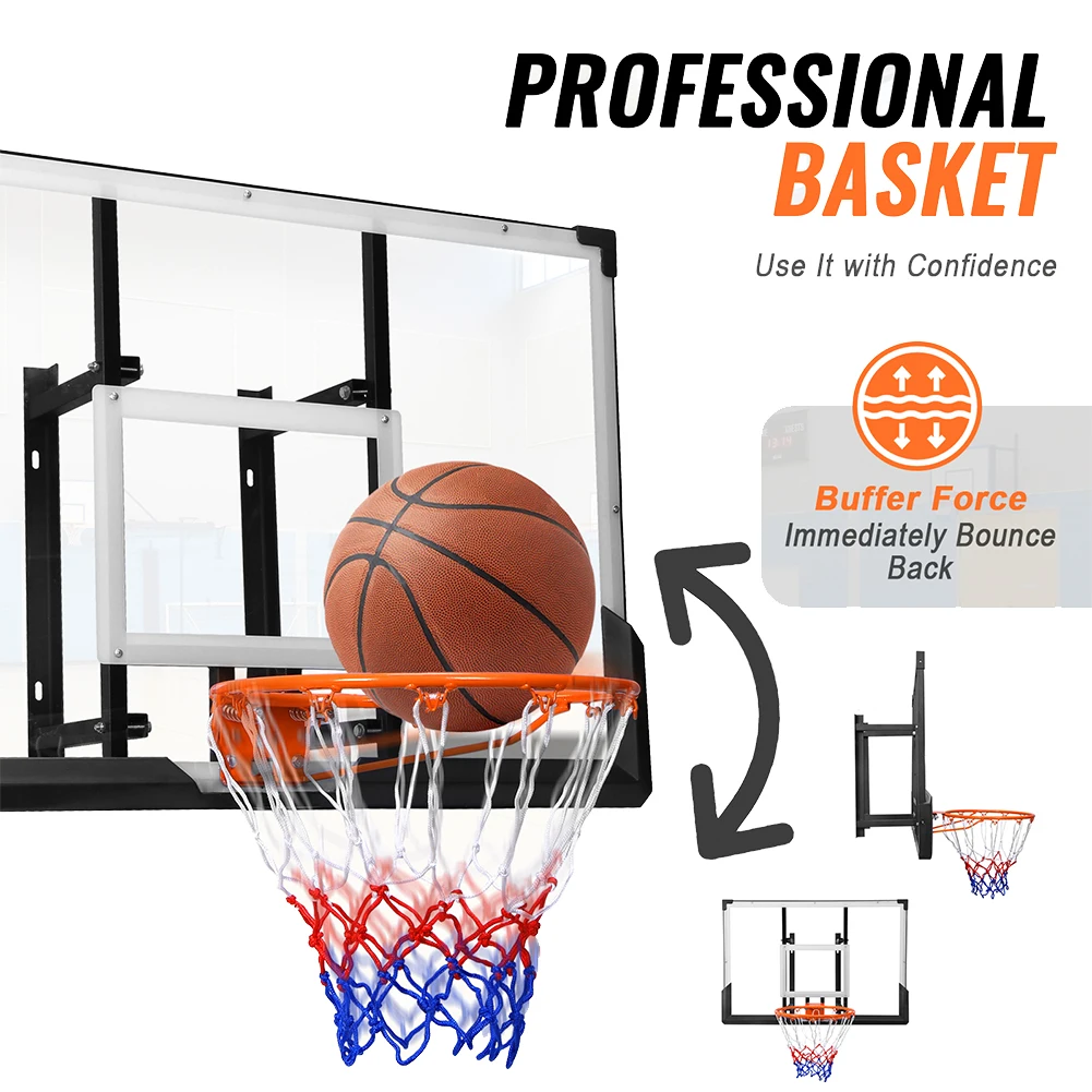 

Настенный баскетбольный щит 47 дюймов, большой комплект для использования в помещении: для гаража, фитнес-центра, сарая, школы, спортзала, подъездной дорожки