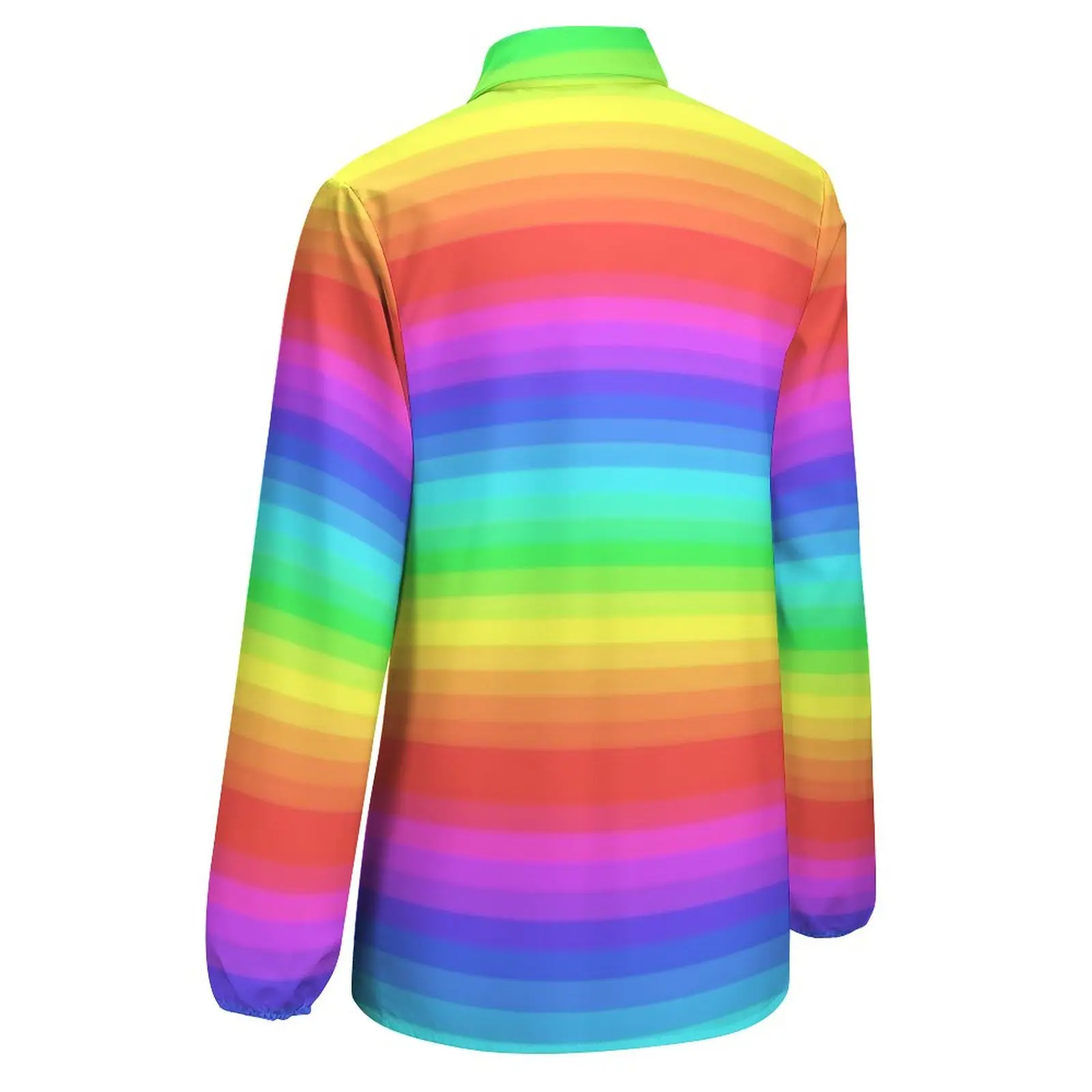 Bright Rainbow Blouse Long-Sleeve Colorful Stripes Print Office Work Blouses Womens Streetwear Oversized Shirts Cute Top Present