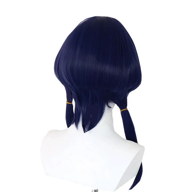 Genshin Impact Sumeru Candace Cosplay Wig 45cm Long Dark Blue Synthetic Hair