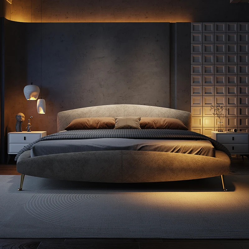 Italian light luxury technology fabric bed modern simple wabi wind 1.8 meters double bed master