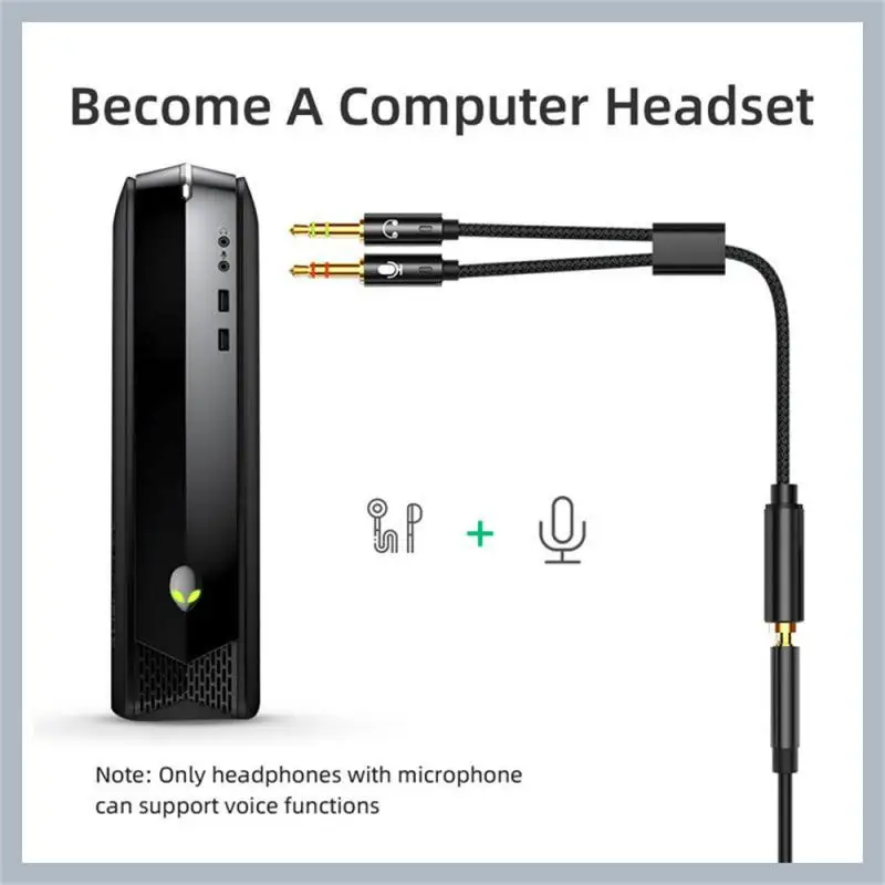 Headphone Splitter Cable for Computer 3.5mm Female to 2 Male 3.5 Jack Mic Audio Y Splitter Microphone Adapter Aux Cable