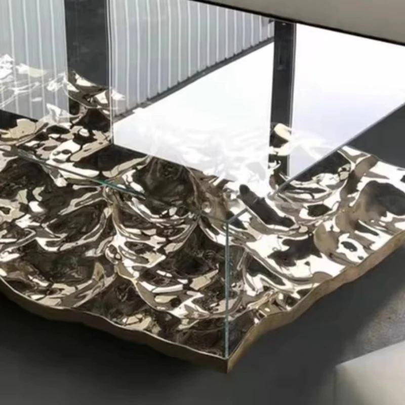 #Modern Glass - Topped FRP Coffee Table Mountain - Inspired Design with Sleek Glass Surface Interior Furniture Design