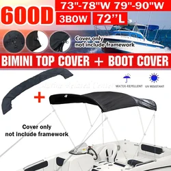 600D 3 Bow Bimini Top Boot Cover No Frame Waterproof Yacht Boat Cover With Zipper Anti UV Dustproof Cover Marine Accessories
