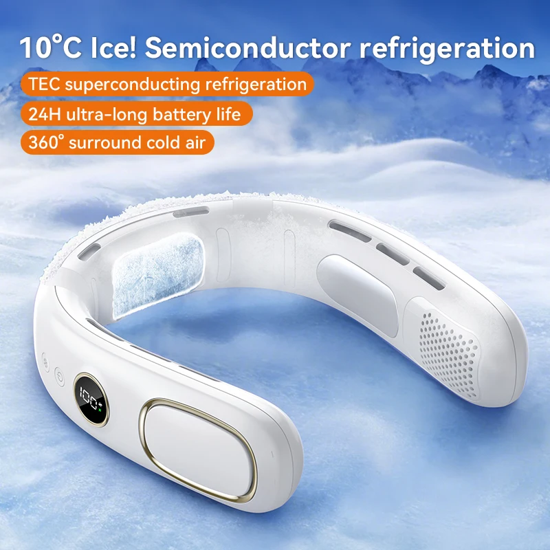 

2025 Mini ventilador de cuello colgante, ventilador de cuello portátil sin aspas, Enfriador de aire, pantalla Digital, aire acon