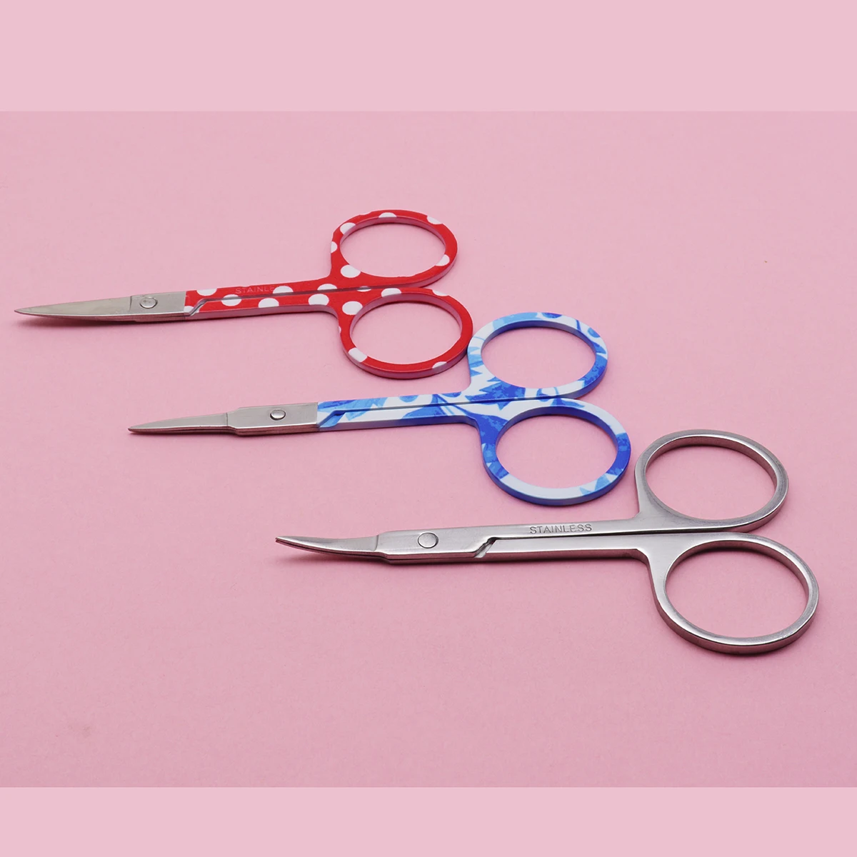 EasyNail 3pcs set Mirror surface Straight Curve Head Professional Cuticle Manicure Pedicure Nails Scissors eyebrow Nose Hair