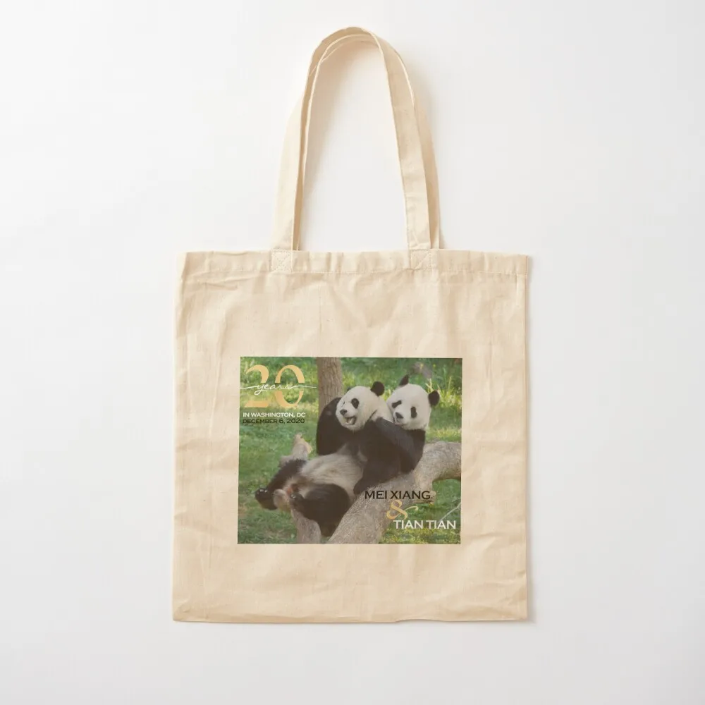 

Giant Pandas Mei Xiang and Tian Tian at the National Zoo - 20th Anniversary Edition Tote Bag Lady bag Canvas Tote Bag