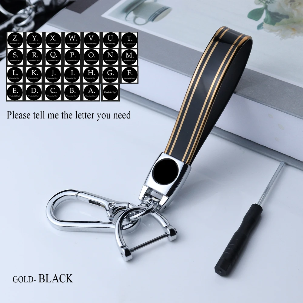 DIY Letter Name/Surname Car Key Chain Silver Tpu Keychian Golden Edge Keyring Key Ring