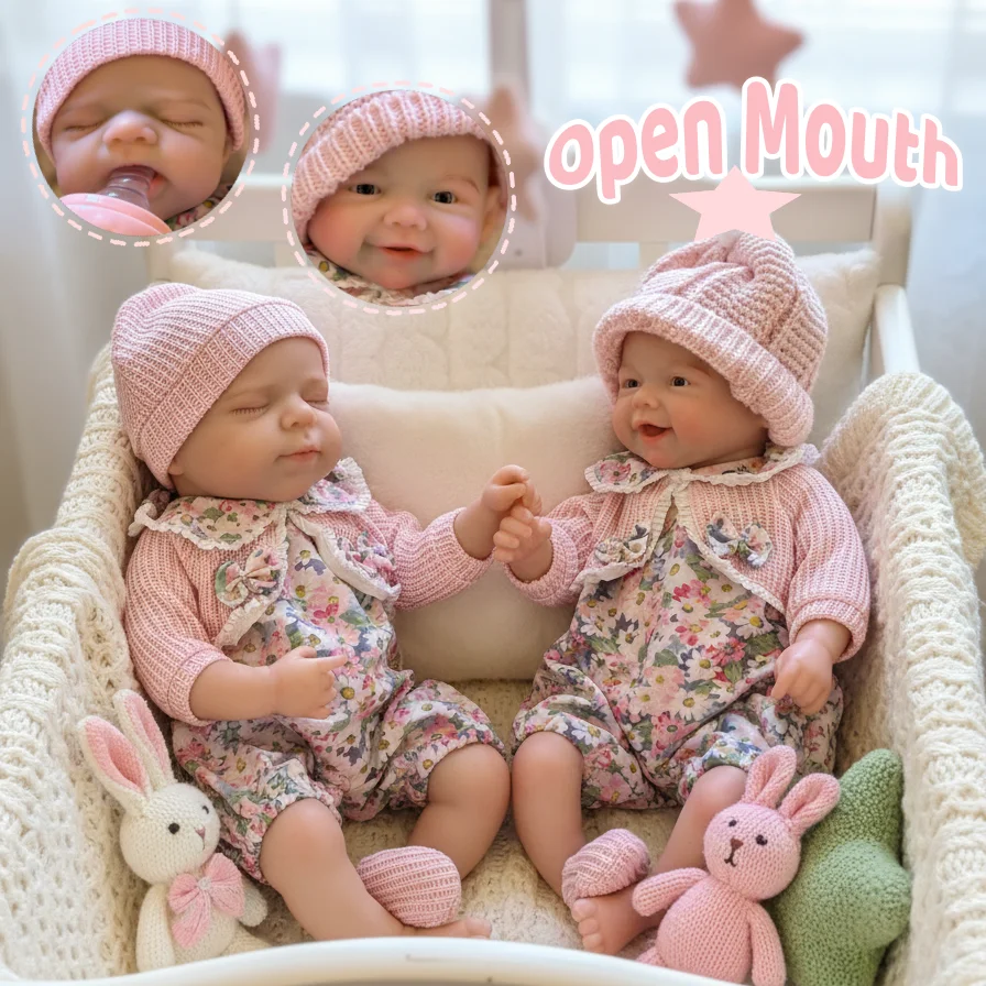 

2 Styles/Can Open Mouth 13Inch/33cm Painted Solid Silicone Bebe Reborn Girls Washable Doll Handmade Reborn Doll Perfect As Gifts