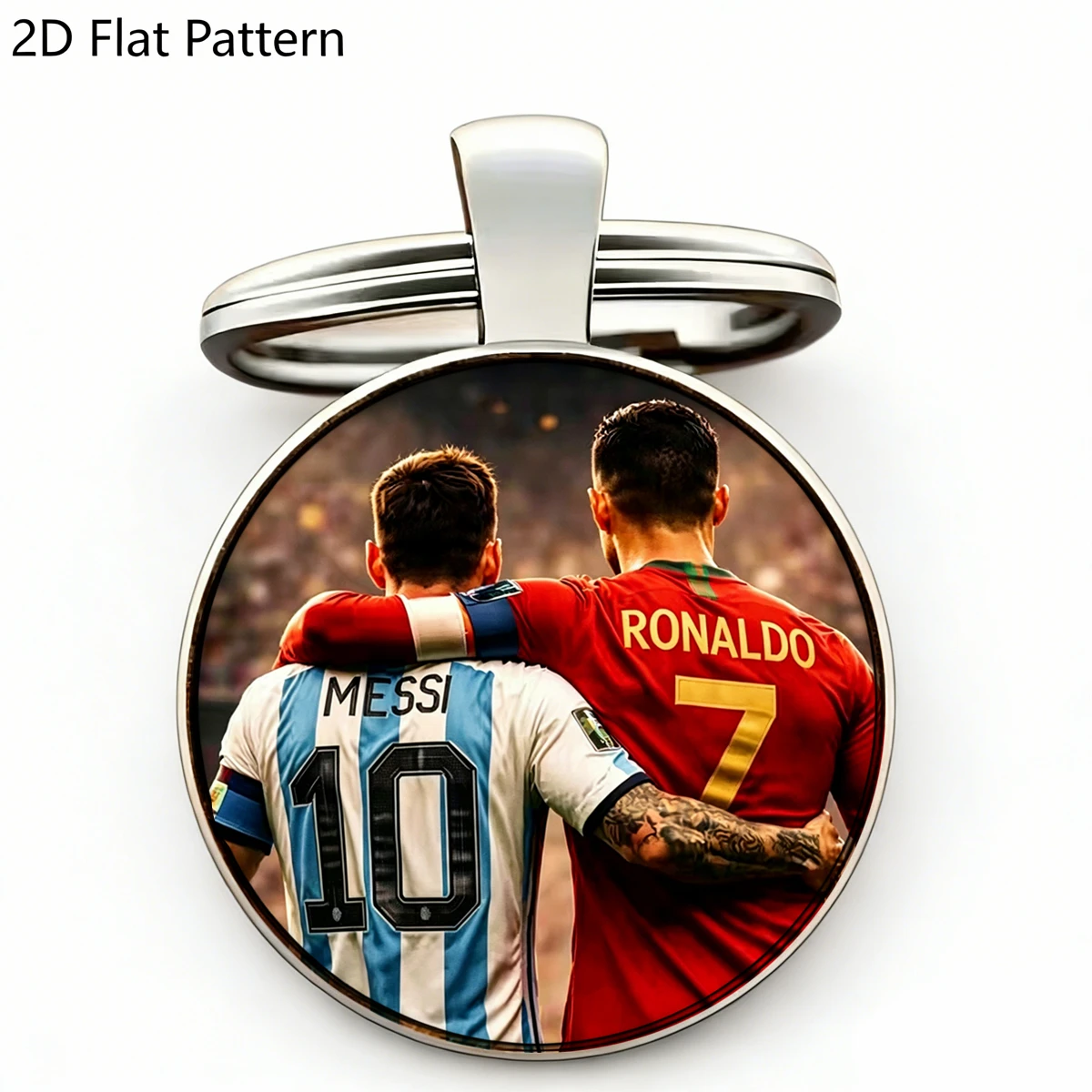 1pc Messi & Ronaldo Football Keychain - Soccer Legends Souvenir Messi 10 Argentina Ronaldo 7 Portugal Metal Keyring, Fan Gift