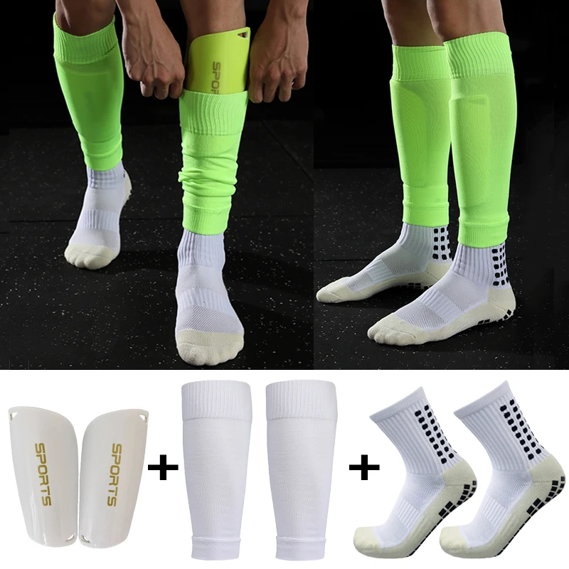 High Elasticity Soccer Shin Guard Sleeve Adults Kids Plus Size Anti-Slip Football Sock With Leg Shinguards Pads Support Sport