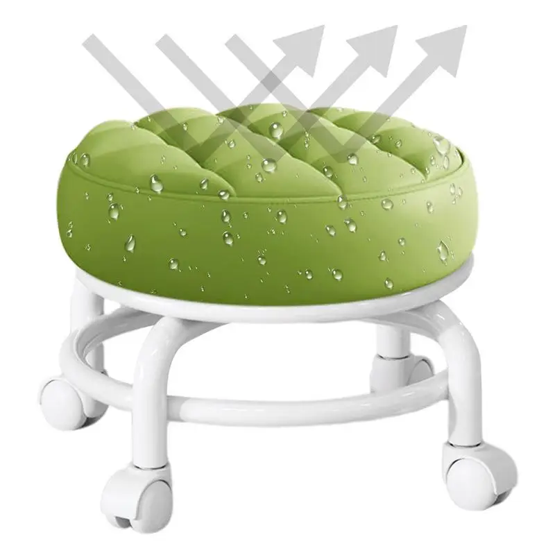

360 Degree Rotating Rolling Stool PU Leather Multi-functional Heavy Duty Low Seat Waterproof Rotatable Swivel Saddle Stool