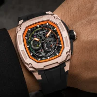 TSAR BOMBA Men's Automatic Skeleton Watch, Carbon Fiber, Sapphire Crystal, 5ATM, Luxury Sport Watch Set photo 2