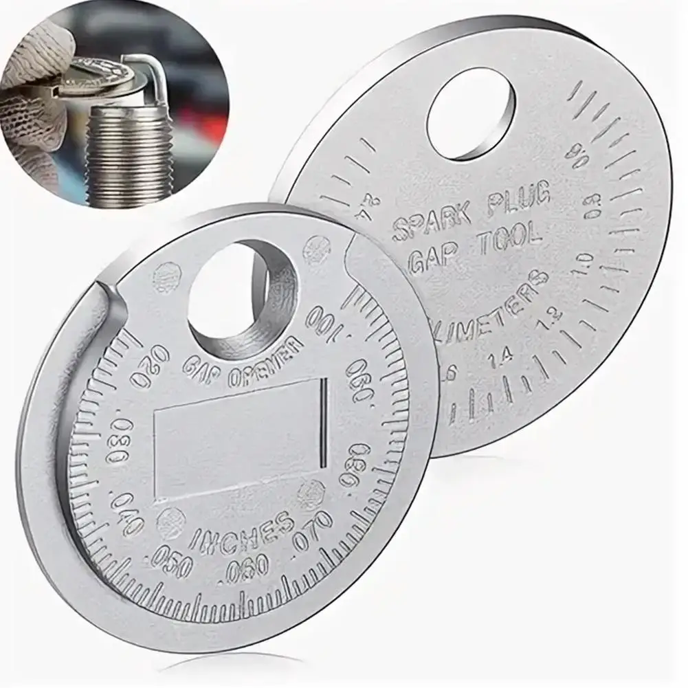 Münz-Messgerät, Lückenfüler, 0,6–2,4 mm Bereich, silberne Aluminiumlegierung, Zündkerzen-Lückenlehre, Werkzeug, langlebiges Kaliber-Messwerkzeug