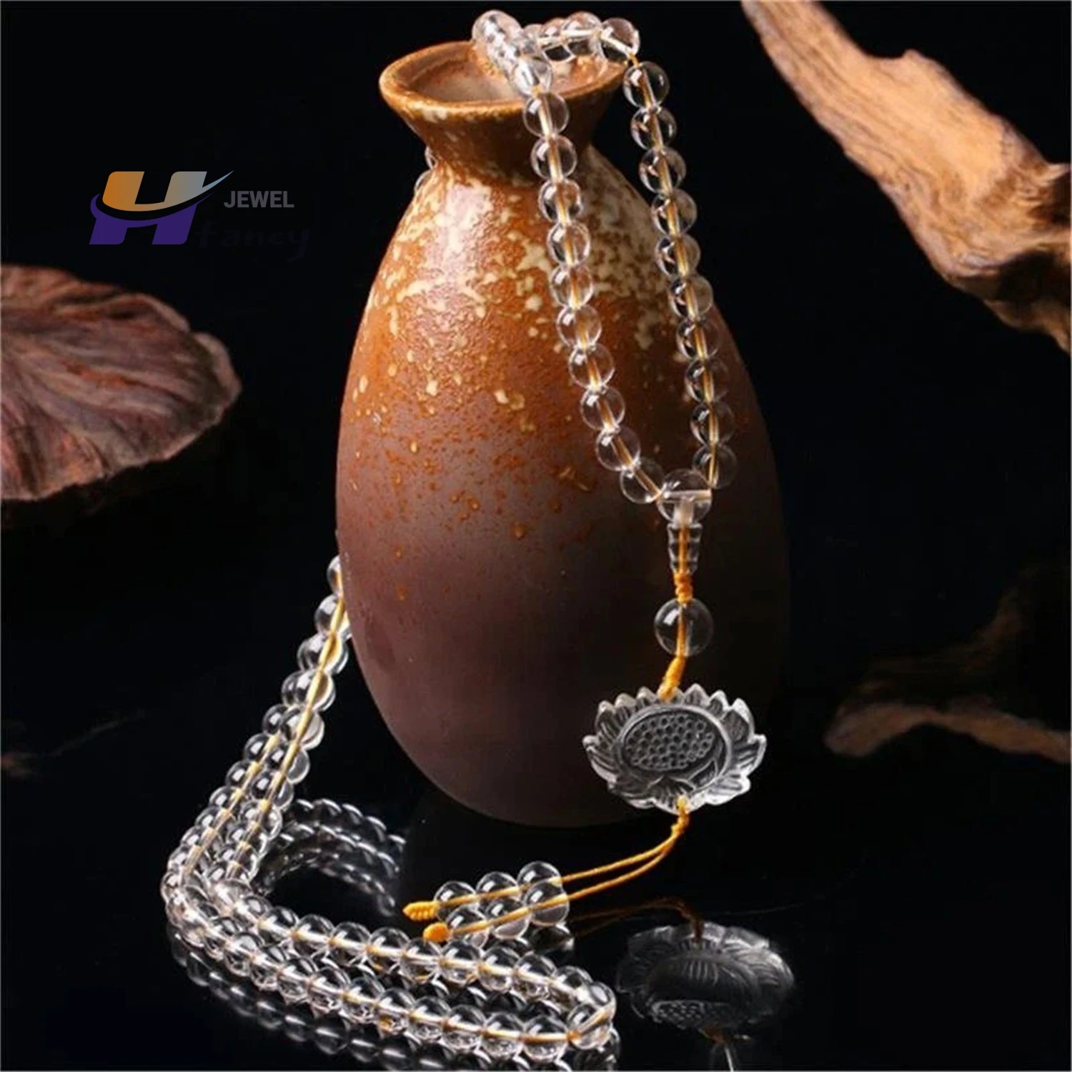 

6A Natural 6/8/10mm Clear White Crystal Beads 108 Rosary Mala Multi-circle Bracelets for Men or Women Long Yoga Lotus Necklace