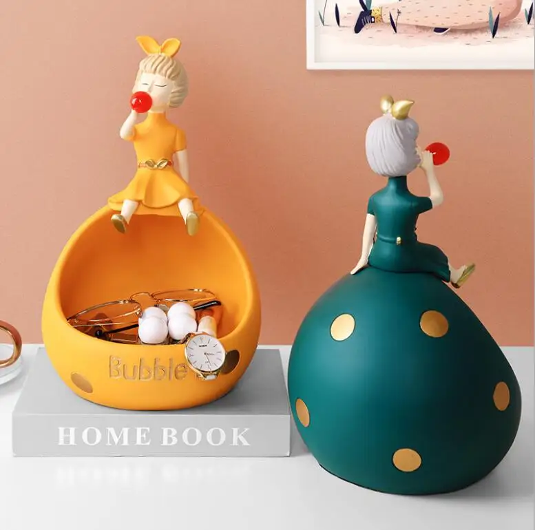 Nordic Bubble Girl Storage Box Resin Ornaments Club Dining Table Sculpture Decoration Home Livingroom Desktop Accessories Crafts