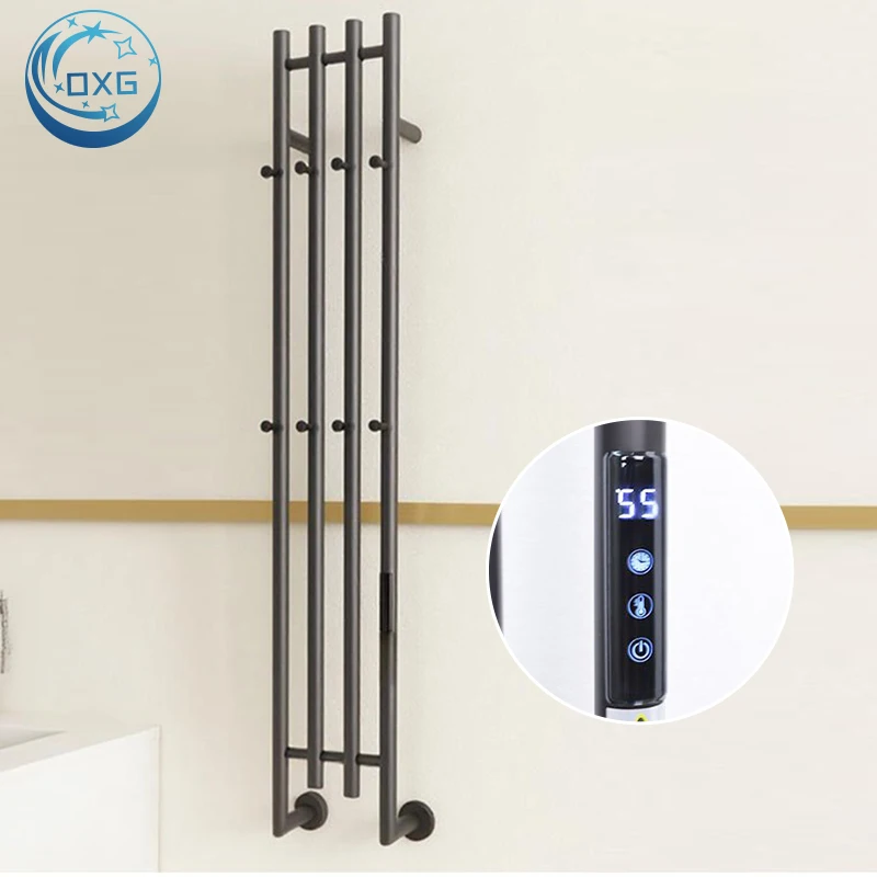 

OXG 4-барный черный настенный электрический полотенцесушитель, вешалка для полотенец с подогревом для ванной комнаты, вешалка для полотенец с Wi-Fi/без управления Wi-Fi, сушилка для полотенец