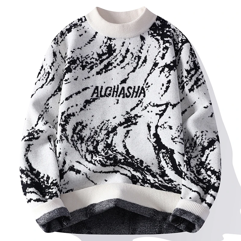 

Мужской утепленный вязаный свитер с высоким воротником, осенне-зимний, новый, модный, теплый, базовый, трендовый