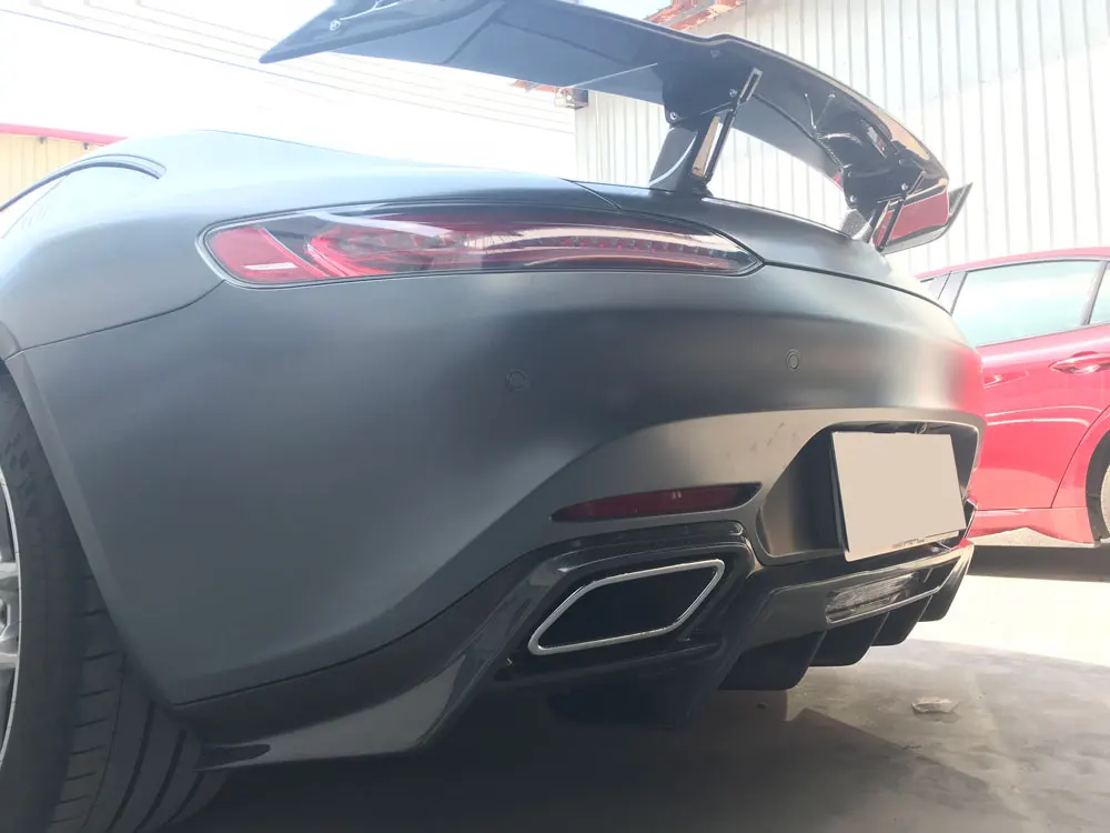 ألياف الكربون المصد الخلفي الشفاه الناشر لمرسيدس بنز AMG GT AMG GTS AMG GTR كوبيه 2 باب 2015-2018 FRP الخلفي الجذع المفسد