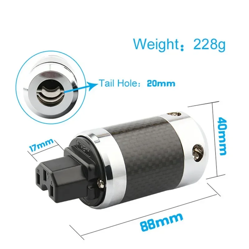 Imagem -02 - Diy Power Connector com Fibra de Carbono Ródio Banhado Conectores Elétricos Hifi Plug Áudio e Tomadas Masculino e Feminino Schuko ac e ue