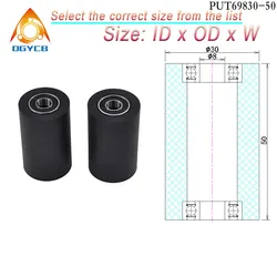 1pcs 8x30x50 Polyurethane Bearing PUT69830-50 30mm Diameter 8mm Shaft Hole PU Coated Roller 8*30*50 Rubber Flat Pulley Wheel