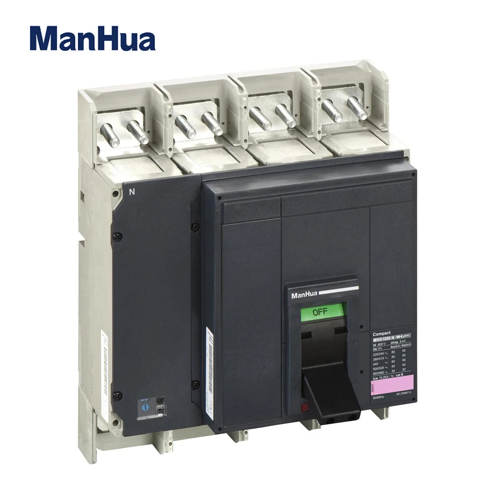 MNS-1000N 1000A Amps 4P Four Poles Industry Electrical Fixed Air Switch MCCB C Curve AC800V 50KA Moulded Case Circuit Breaker