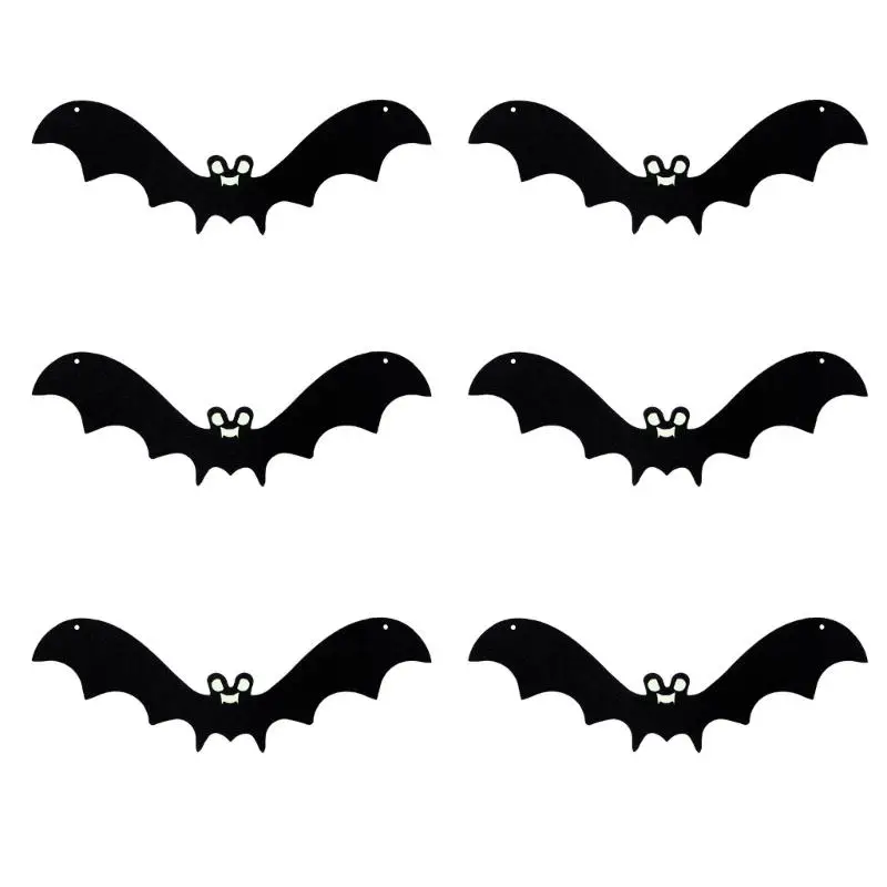 A52E 6Pcs Halloween bat cutout decor set for ceilings, doorways and indoor parties