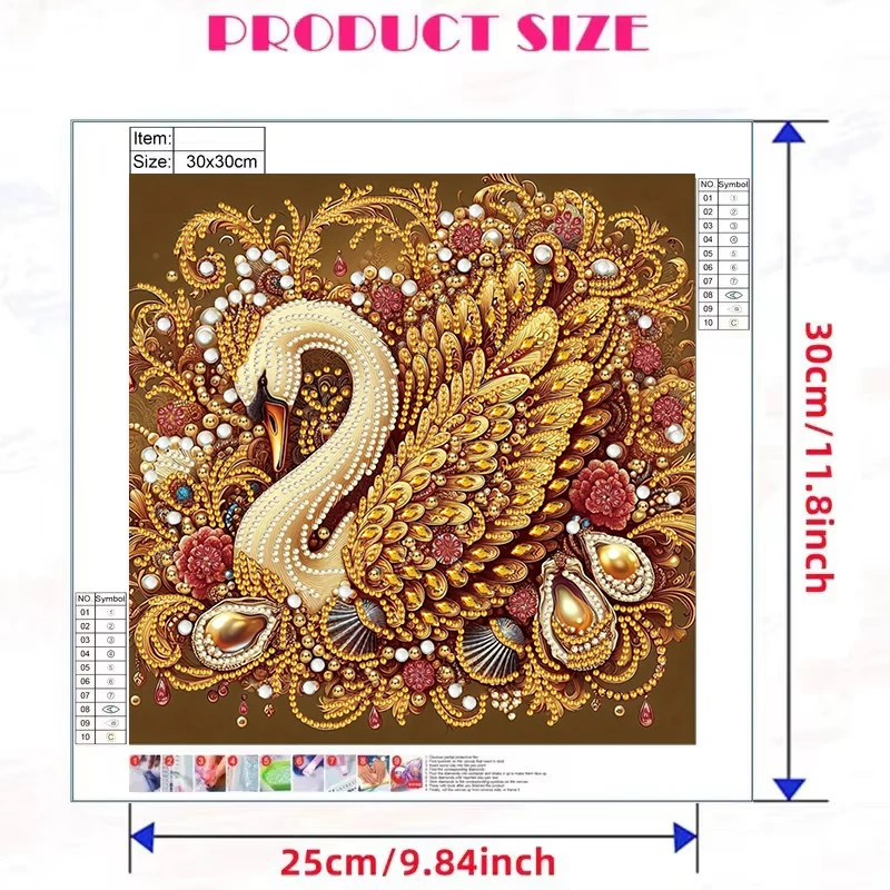 CHENISTORY 5d DIY Mosaic Dragon Swan Elephant Bee Special Shape Diamond Painting Full Drill Diamond Embroidery Complete Kit Gift