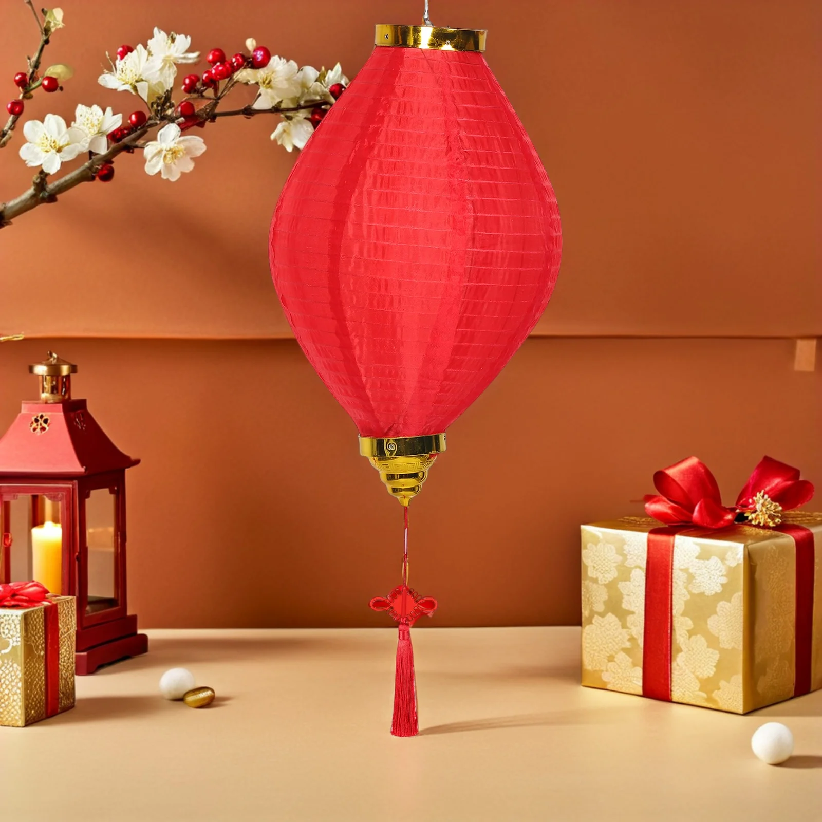 

Decor Lantern Chinese New Year Hanging Lanterns Mini Red Oriental Asian Oval Lamp Paper