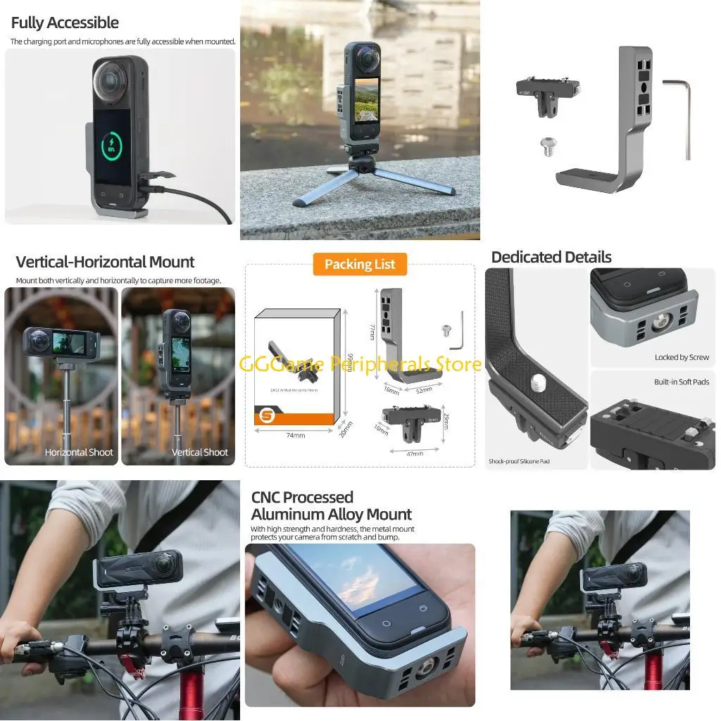 

U55B Adjustable L Shaped Mount Bracket For 360 Camera Horizontal Vertical Aluminum