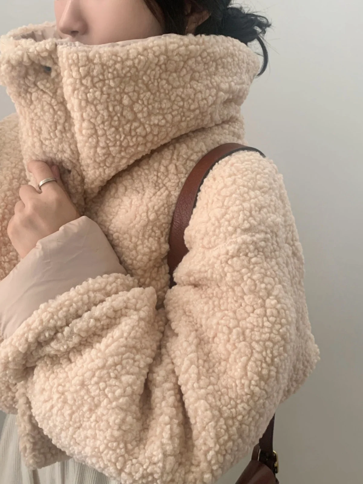 

Women's ort Thiened Warm Lamb Fur Long Sve Cotton Jaet Winter Outerwear Korean Sle Loose Fit Commute Faion