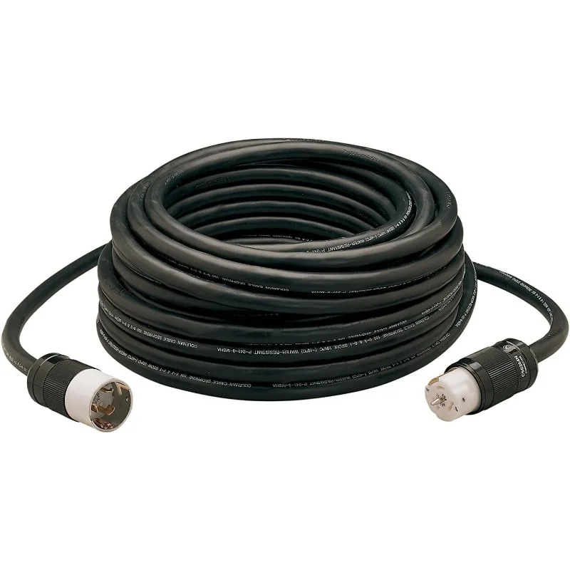 Extra Duty Outdoor Extension Cord, 100Ft, 8 Gauge, 50 AMP, Twist-to-Lock, Generator Cord, SEOW, Black, 19190008