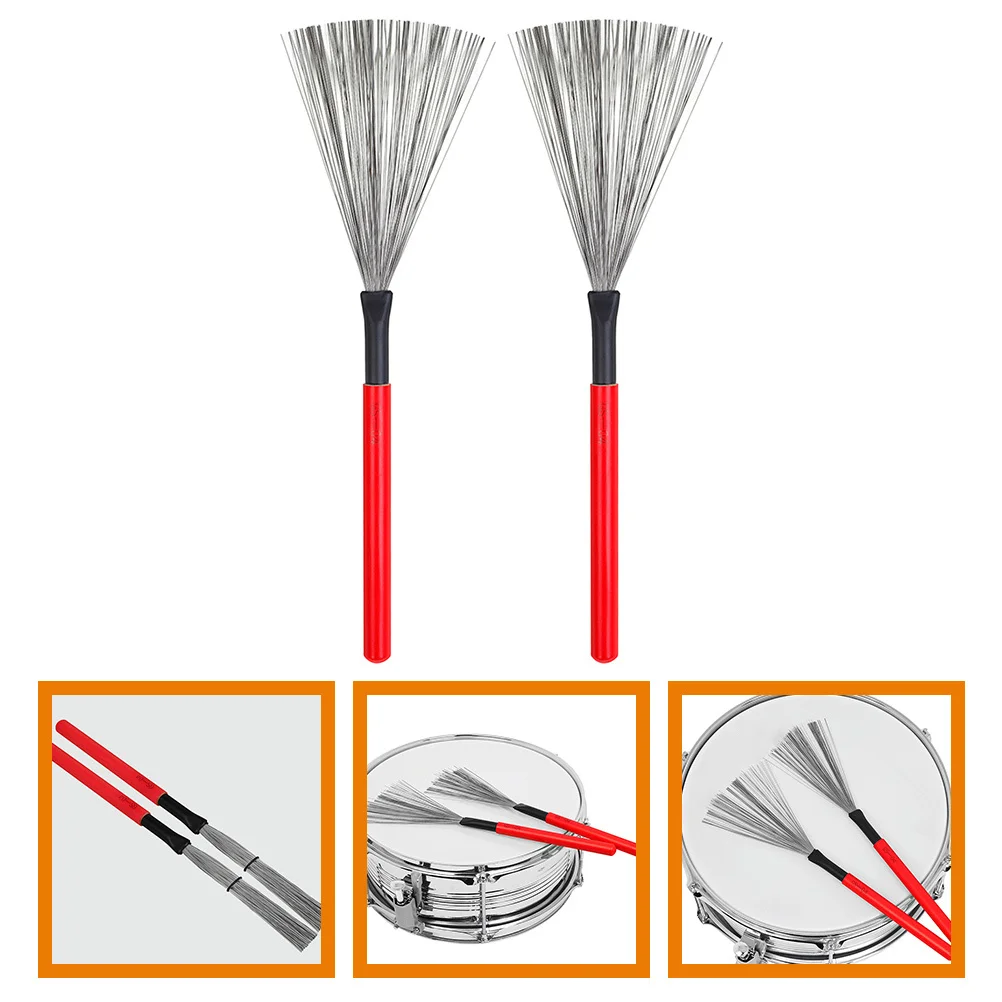 

1Pair Wooden Handle Drum Brush High-Carbon Steel Wires Suitable for Drum Set Portable Percussion Instrument Tool for Kids