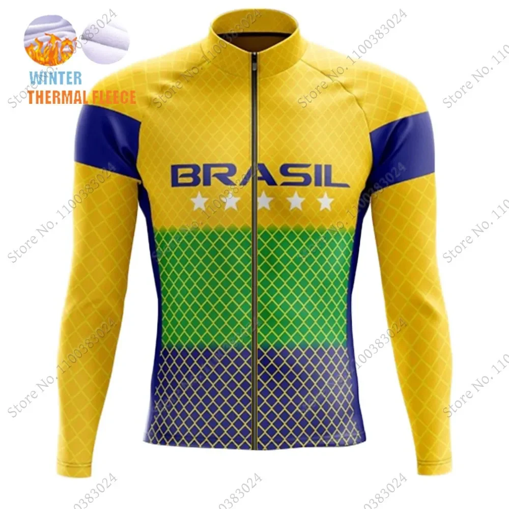 2023 Brasil National Team Cycling Jersey Set Long Sleeve Brazil Clothing Suit MTB Bike Road Pants Bib MTB Ropa Maillot Cyclisme