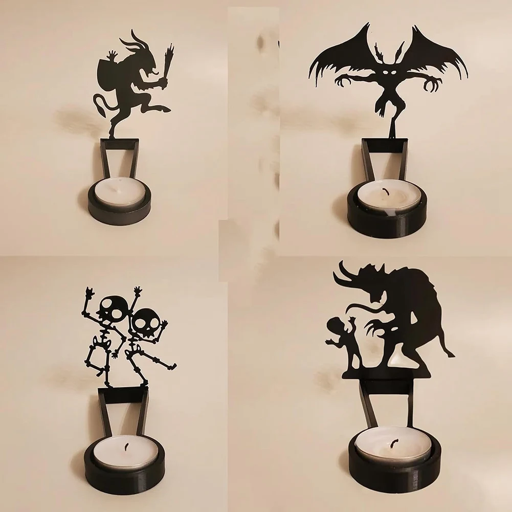 L65A-Halloween Shadow Candle Holders, Candle Holder Table Decorations, Halloween Shadow Tea Lights, Decorative Candle Holders