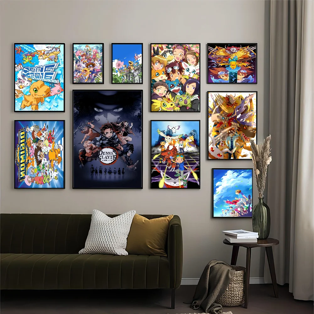 Anime Digimon Classic Movie Posters Waterproof Paper Sticker Coffee House Bar Decor Art Wall Stickers