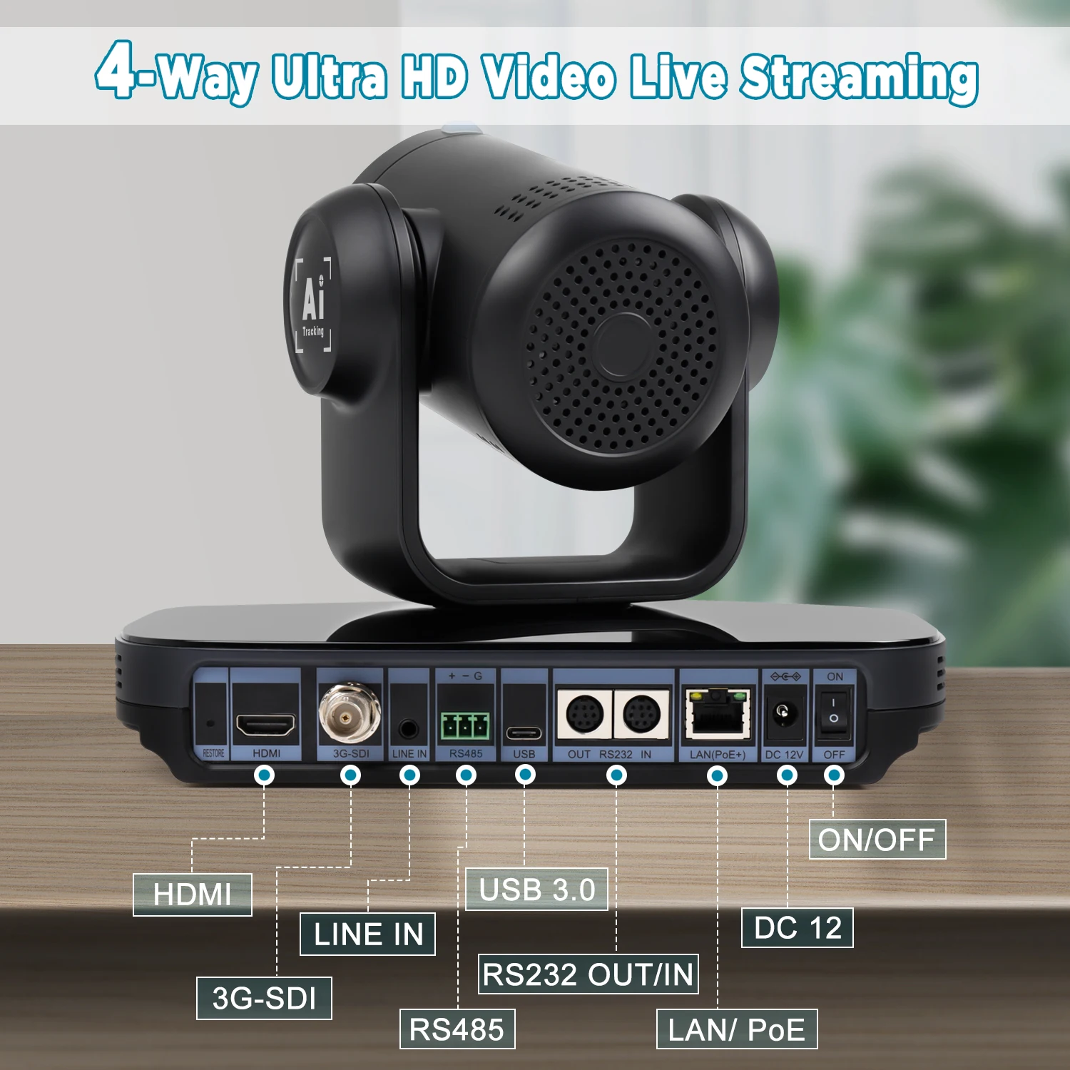 FoMaKo PTZ Camera HDMI 1080P60 AI Auto-Tracking PTZ Camera 20/30X Optical Zoom, USB3.0 3G-SDI HDMI PTZ Camera for Church Worship