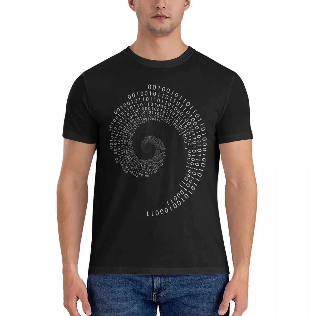 Binary T Shirts for Men 100% Cotton Hipster T-Shirt Crew Neck Fibonacci Sequence Tee Shirt Short Sleeve Clothes Gift